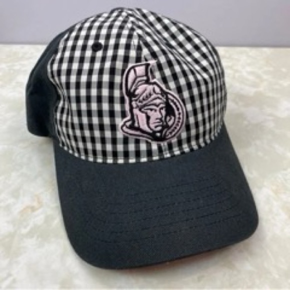 Ottawa Senators Black Pink Gingham Old Time Hockey Adjustable Hat - Picture 1 of 5